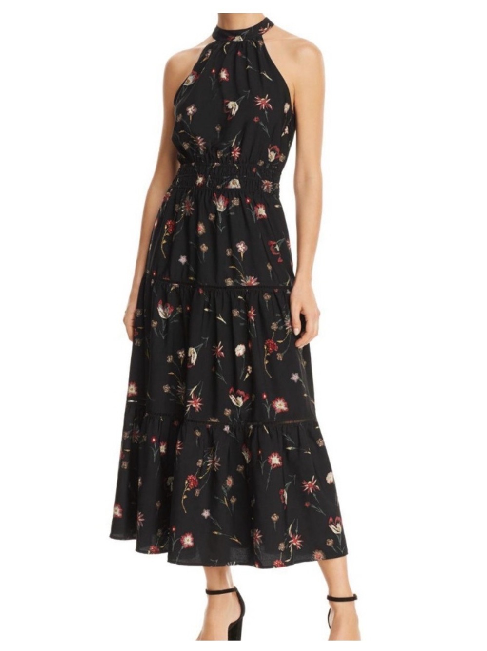 Lost + Wander Fleur Halter Black Maxi Dress